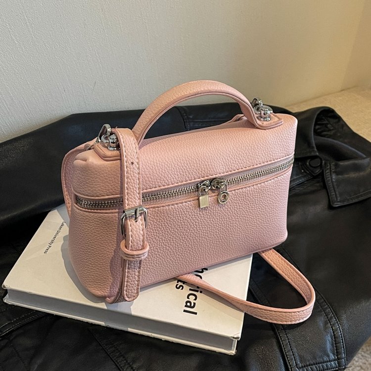 LP19 lunch box bag Gigi same style genuine leather women's bag simple and versatile one-shoulder cross-body box bag niche temperament women's bag