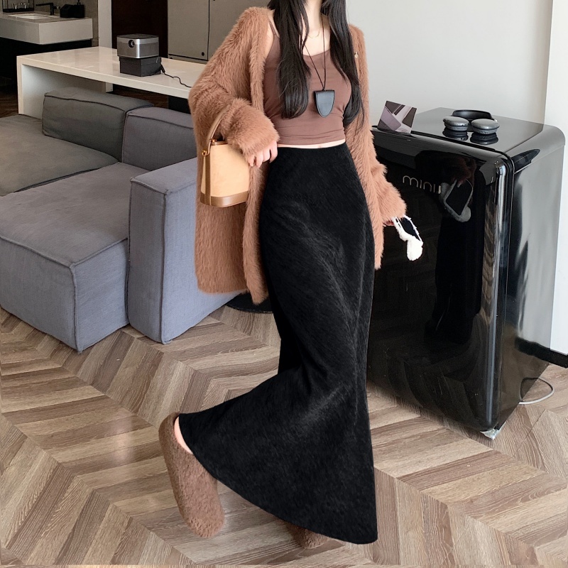 Plus size fat girl's textured fishtail skirt, drapey A-line skirt, mid-length cover-up, slimming hip skirt