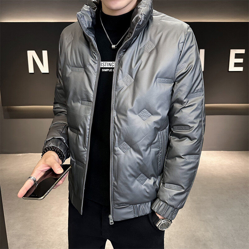 New men's stand collar three-proof fabric white duck down warm and fashionable down jacket