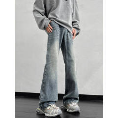 American retro jeans for men, autumn style, loose straight pants, trendy brand, handsome and high-end