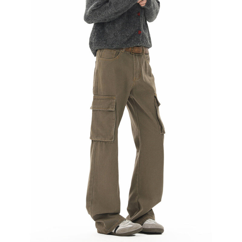 American retro overalls, high street trousers, slim casual pants, straight pants