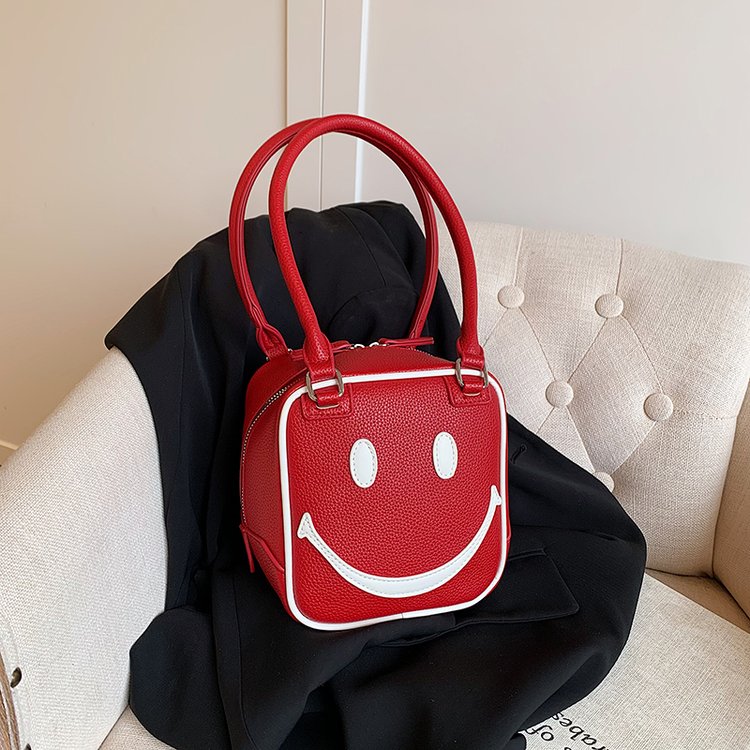 2024 new autumn niche design smiley face portable shoulder bag crossbody Boston bag for women