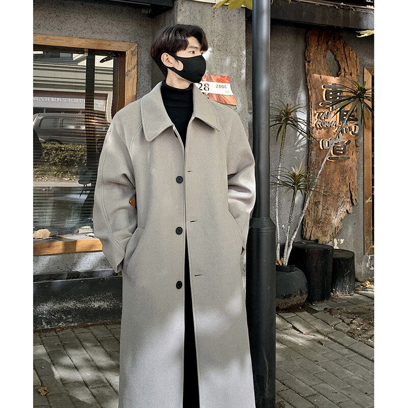 Anti-pilling woolen coat men's mid-length winter thickened over-the-knee woolen coat
