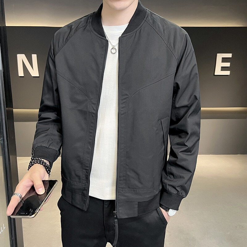 Simple, elegant, fashionable and high-quality boutique men's baseball collar jacket