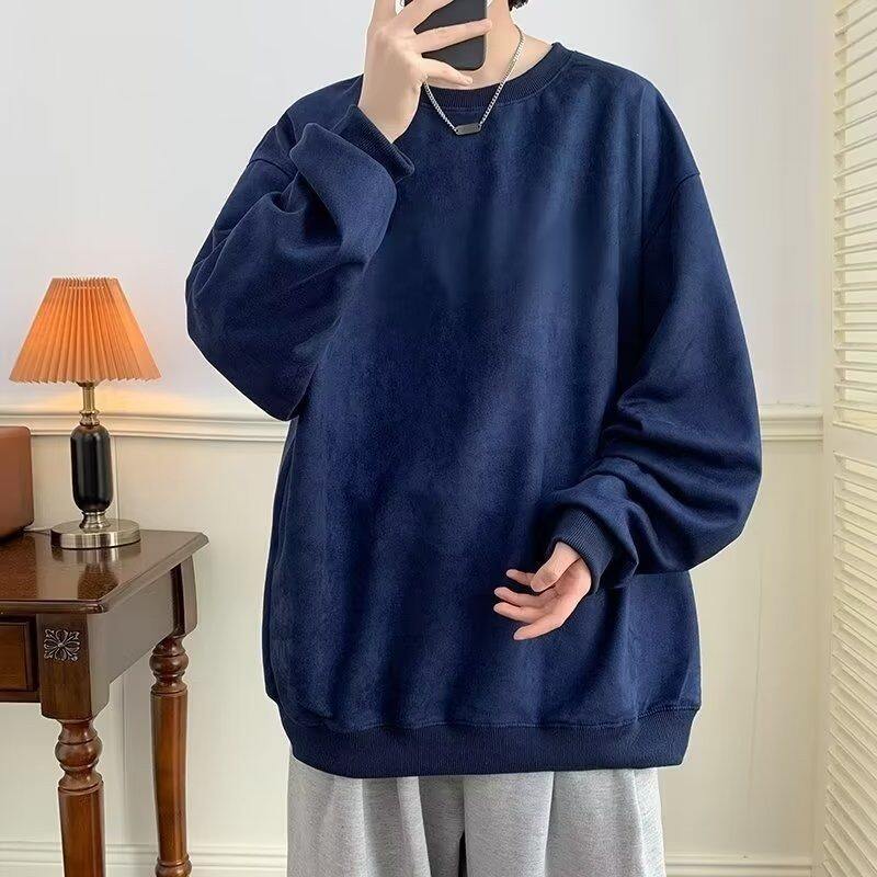 Spring and autumn sweatshirts for men, trendy long-sleeved T-shirts, round neck, loose new styles for teenagers, trendy tops for boys.