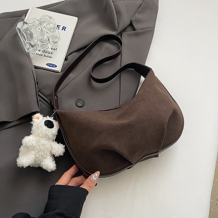 High-end niche retro frosted bag for women 2024 new fashion crossbody dumpling bag simple casual small shoulder bag