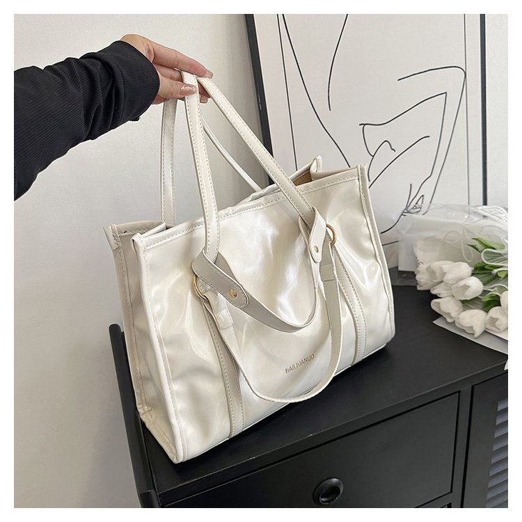 Korean retro soft leather large-capacity laptop bag, college student book tote bag, class commuter bag, cross-body bag