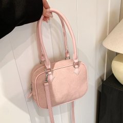 Cross-border retro high-end handbag women's 2024 new suede Boston pillow bag crossbody small square bag