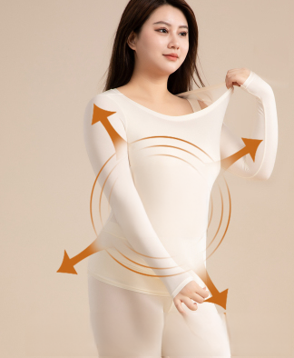 Hyaluronic Acid Autumn Clothes and Autumn Pants Set for Women Plus Size Fat MM Warm Slim Fit Seamless Bottoming Shirt