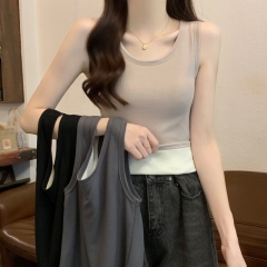 Large size thickened velvet warm small camisole women's inner layer autumn and winter sleeveless bottoming shirt popular small top