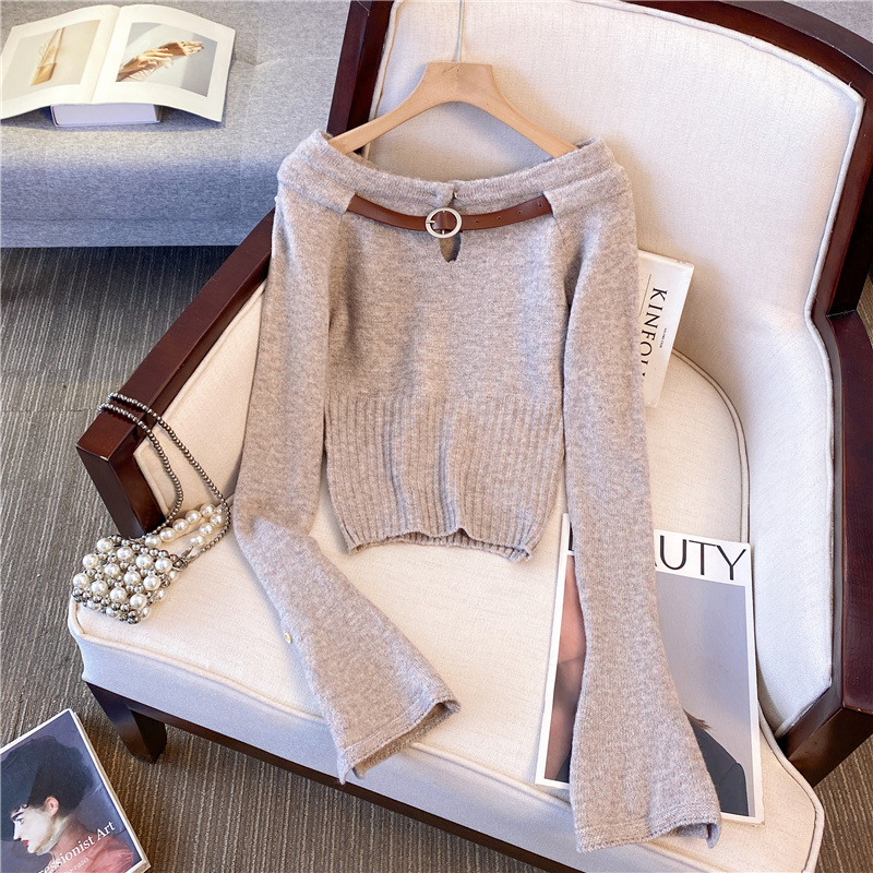 Pure Desire Sexy Hot Girl Hollow Design Knitted Sweater Women's Autumn and Winter Slim Fit Versatile Age-Reducing Top