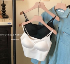 Autumn and winter German velvet brushed camisole no rims soft seamless underwear women's push-up top with beautiful back