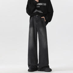 Spring and Autumn New Washed Distressed Jeans Men's Loose Trendy Brand Casual Versatile Straight Pants