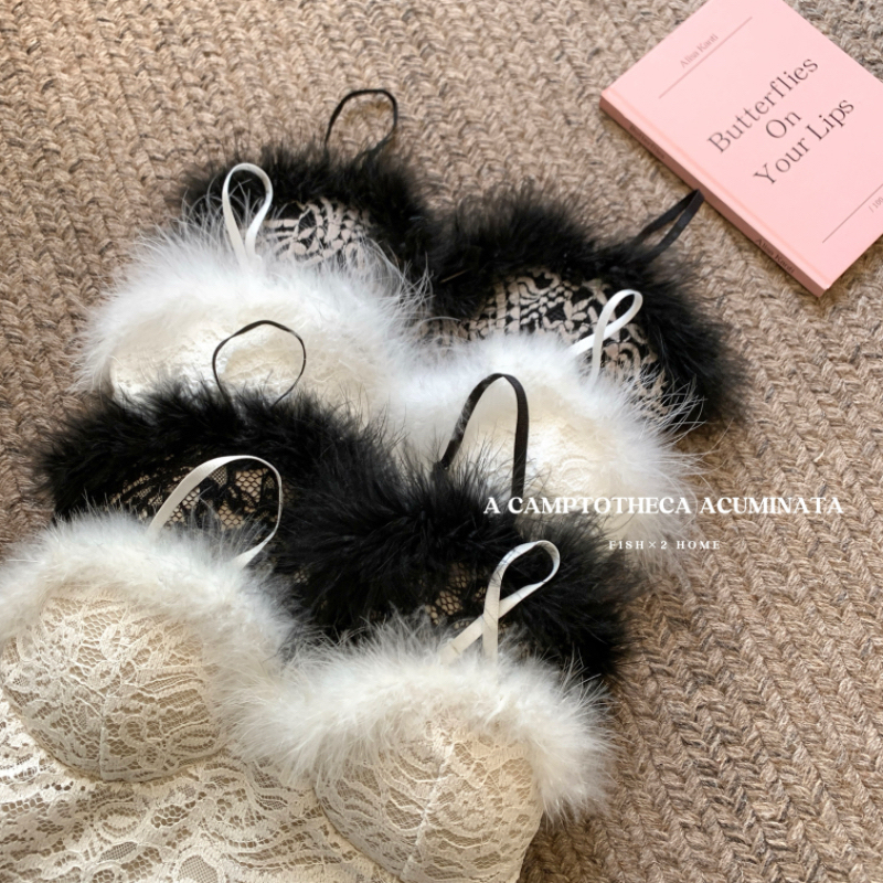 Autumn and winter retro short navel-baring street knitted imitation rabbit fur suspender casual inner and versatile outer top