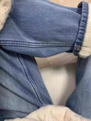 Velvet thickened straight jeans for women in autumn and winter pear-shaped body high waist slimming plus size fat mm loose wide leg pants