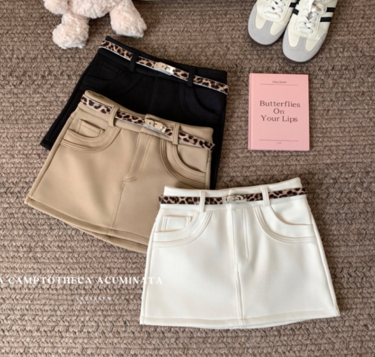 Pure lust hot girl style sexy leopard print belt skirt for women autumn and winter temperament versatile A-line anti-exposure short skirt