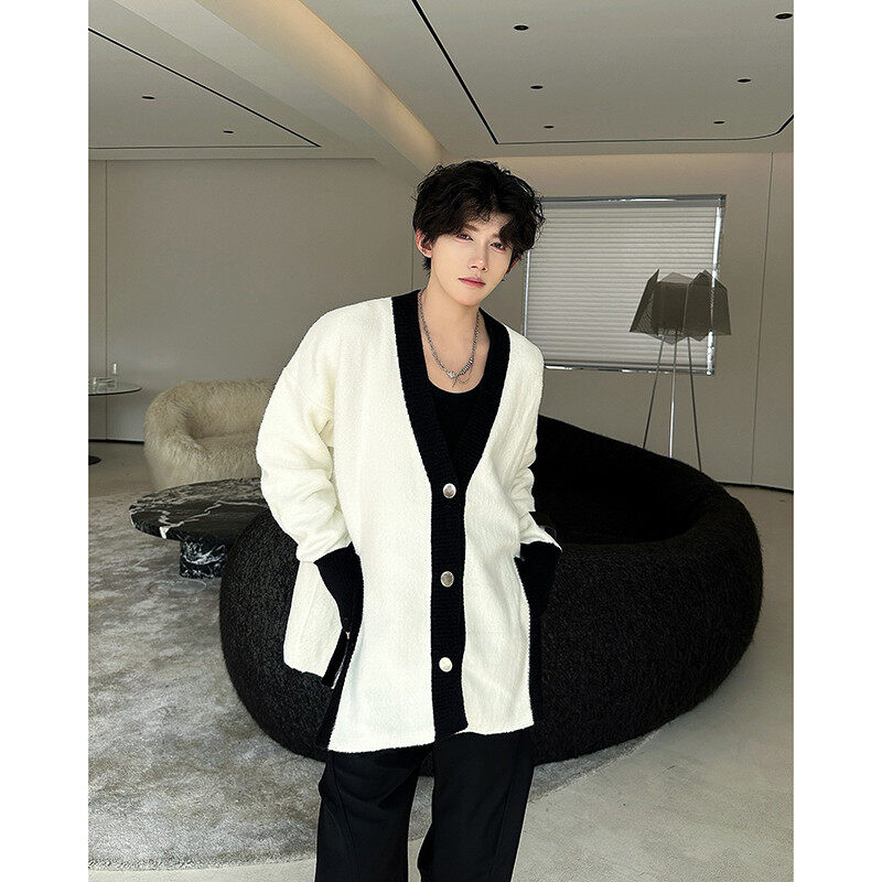 American fashion brand high-end pure arctic velvet slit arm patch cardigan sweater