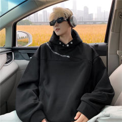 New deconstructed diagonal zipper hooded sweatshirt design high street hoodie jacket trend