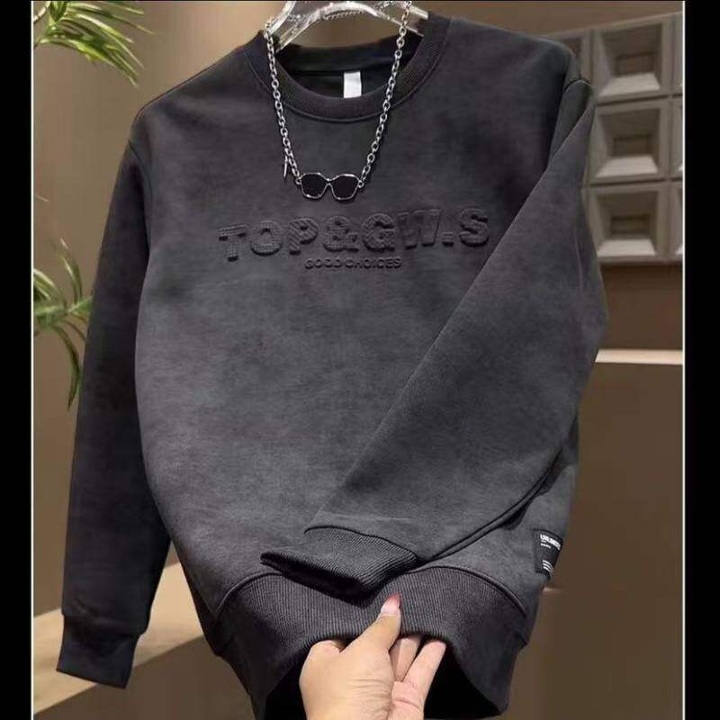 New autumn and winter tie-dye letter printed round neck loose long-sleeved sweatshirt fashion trend top