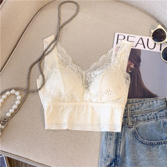 Autumn French lace beautiful back sling breathable one-piece coaster without steel ring push-up vest