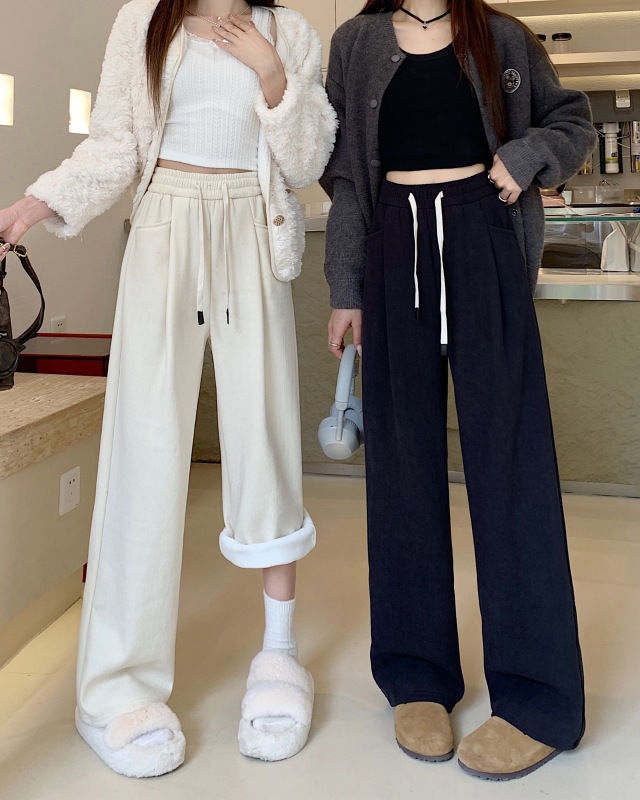 Spot large size women's clothing for fat MM autumn and winter fashionable velvet thickened casual pants wide-leg pants