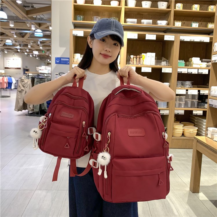 Middle school student schoolbag water-repellent nylon casual solid color versatile backpack large capacity travel computer backpack