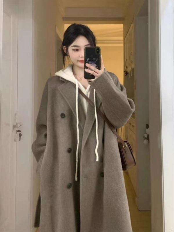 Large size woolen coat for women in autumn and winter new hot style high-end thickened mid-length woolen coat