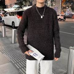 Large size autumn and winter new pullover sweater for men's casual all-match knitted sweater