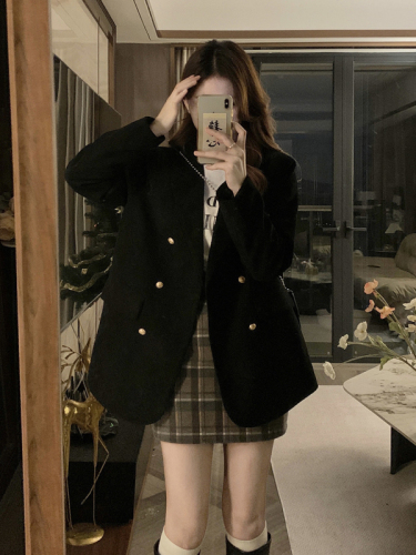 2024 autumn and winter new fat mm large version commuter suit jacket Korean style retro corduroy and cotton jacket