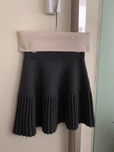 New high-end elastic waist versatile a-line pleated skirt for women spring and autumn high-waist slim knitted a-line skirt