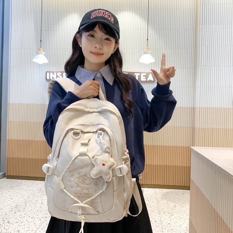 UR Korean style simple female college student school bag new junior high school student backpack large capacity travel bag