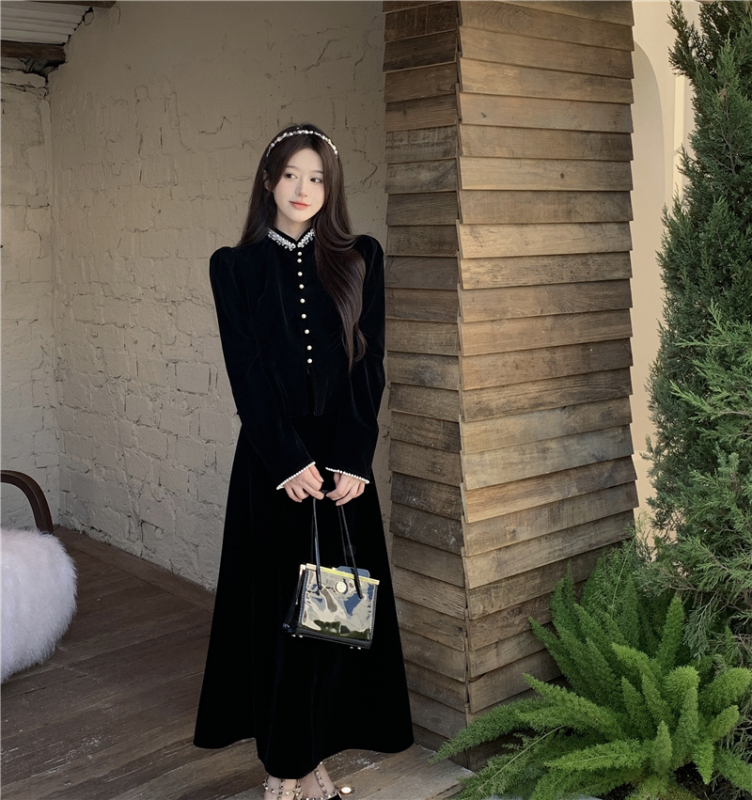 Plus size women's clothing French style small fragrance heavy industry beading light luxury style high-end slim fit suit