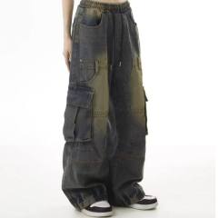 Retro Workwear Wide Leg Jeans Autumn High Street Loose Straight Pants Jeans Network Picture