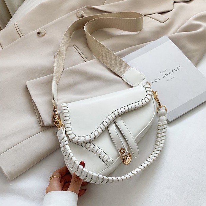 Bags for women autumn new style fashionable shoulder crossbody personalized saddle bag Korean version solid color literary trendy bag for women