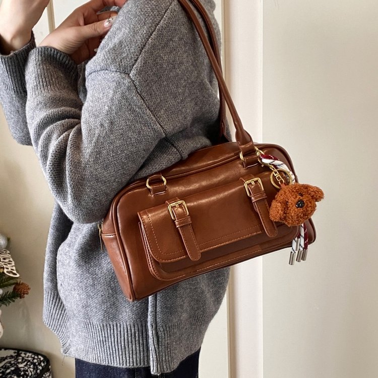 Popular new product British retro style high-value underarm Boston bag commuting fashion PU soft leather shoulder bag for women