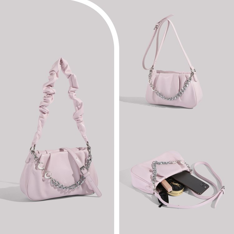 Unique niche design bag 2024 new women's bag summer popular popular crossbody bag pleated single shoulder armpit bag