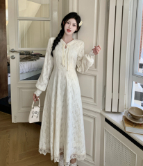 Large size new Chinese style improved cheongsam dress for women in autumn and winter, fat mm, waist slimming, with coat and apricot long skirt