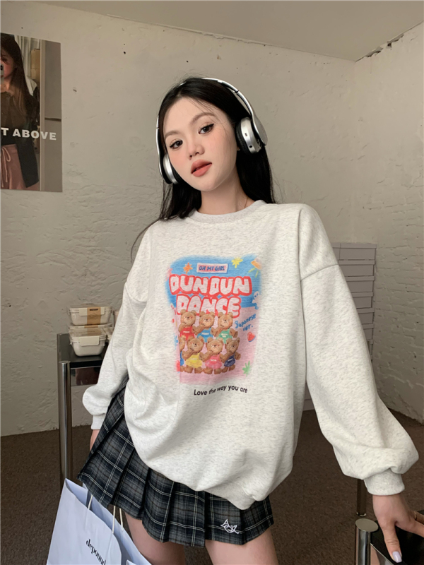 Versatile childlike bear loose sweatshirt