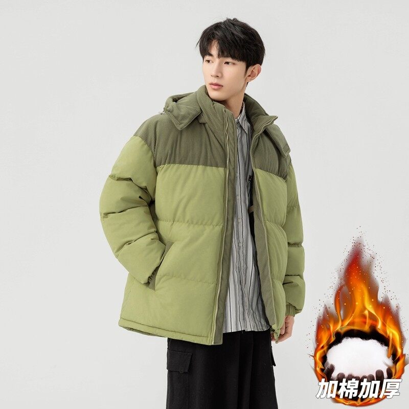 Cotton clothing contrasting color stitching corduroy jacket boys winter cotton clothing couple wear cotton jacket