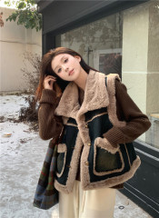 Large size spot fat MM imitation mink denim vest jacket warm stand-up collar vest