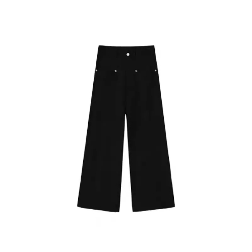 American high street black wide-leg jeans for women 2024 winter new design straight-leg floor-length trousers