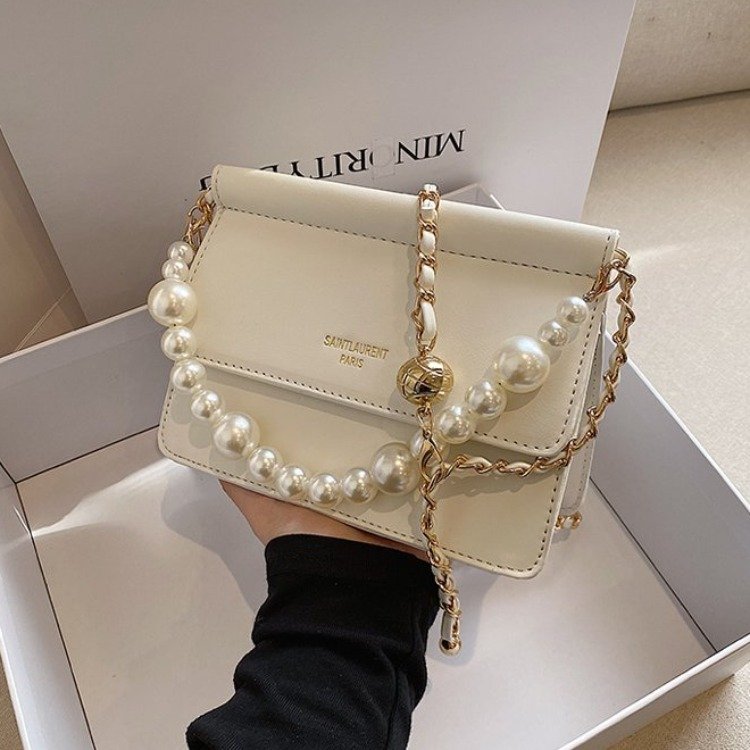New Pearl Fairy Bag 2024 Spring Simple Pu Leather Fashion Casual Versatile Shoulder Messenger Bag Mobile Phone Bag