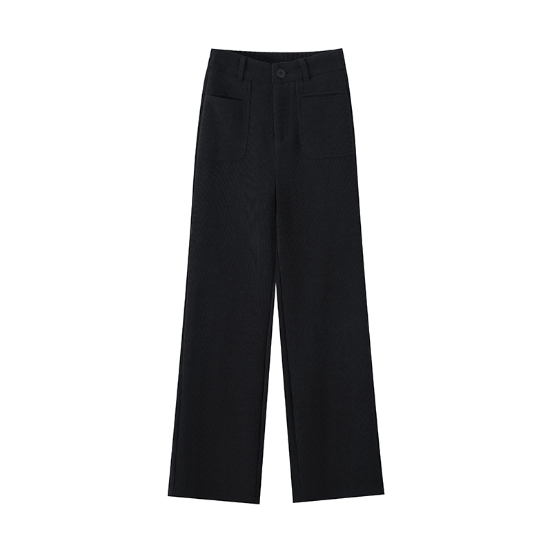 Spot 2024 new narrow version chenille straight suit wide-leg pants autumn and winter plus velvet European cotton trousers