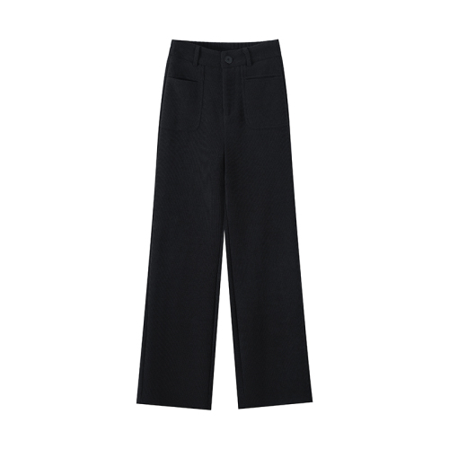 Spot 2024 new narrow version chenille straight suit wide-leg pants autumn and winter plus velvet European cotton trousers