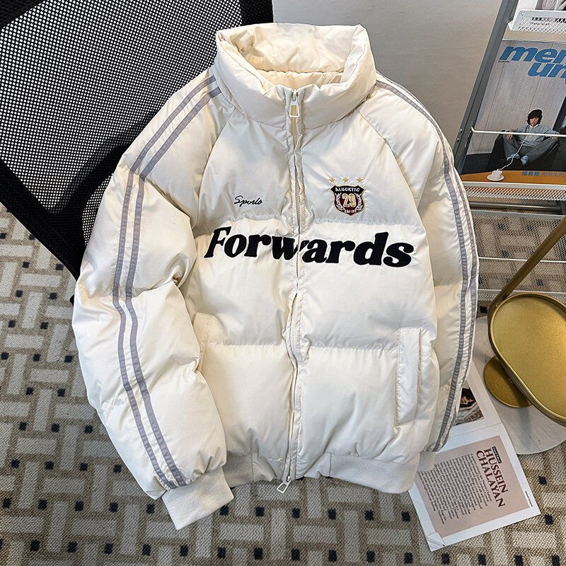 American stand collar cotton jacket new winter loose casual striped jacket