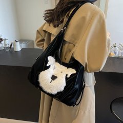 2024 New Trendy Cute Puppy Tote Bag for Women Korean College Style Backpack Large Capacity Shoulder Bag