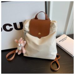 Cross-border backpack, contrasting color nylon cloth school bag, large-capacity casual backpack, junior high school female college student outing bag