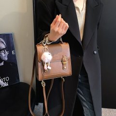 Japanese retro small bag 2024 new fashion backpack winter student school bag female solid color handbag backpack