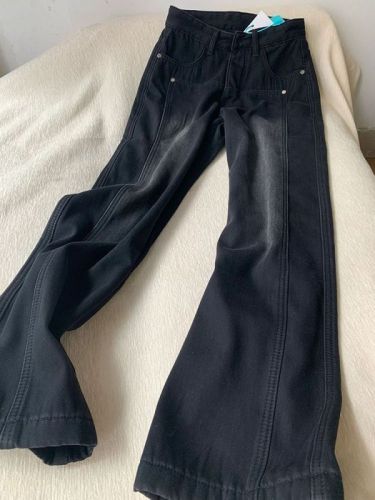 Retro thin wide-leg jeans for women 2024 spring and summer new high-waisted loose slimming straight floor-length mopping pants ins trend