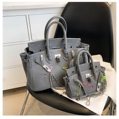 Bags 2024 New Casual Lazy Style Japanese Denim Bag Versatile Crossbody Bag Handheld Kelly Bag